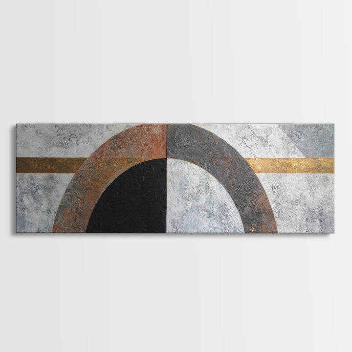 Monochrome Arch and Shadow Composition Framed Canvas Print, Minimalist Art, Poster, Living Room Decor, Fine Art, Minimal, MIN-3x1-72