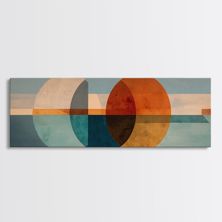 Minimal Moon over a Pale Ocean Framed Canvas Print, Minimalist Art, Neutral Decor, Living Room Decor, Oil Painting, Minimal, MIN-3x1-73