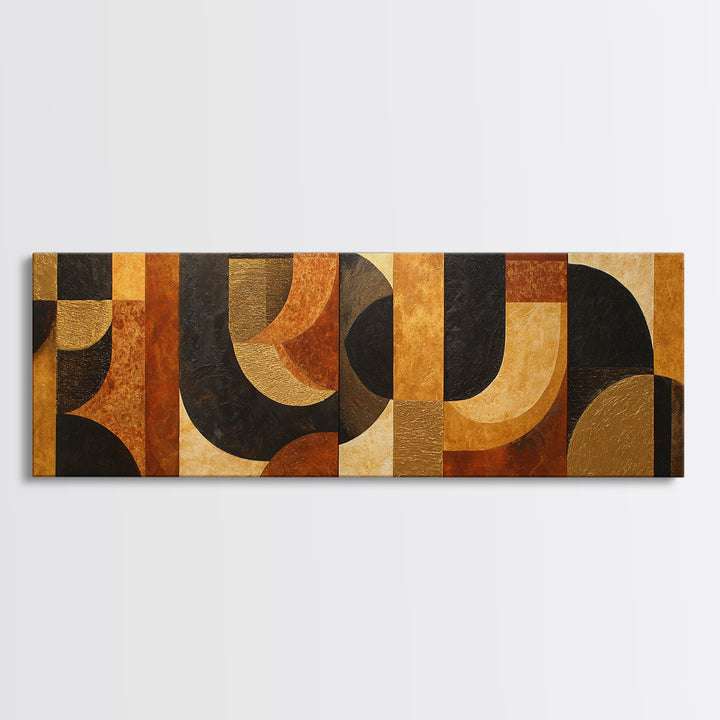 Single Gold Line Curve on Charcoal Framed Canvas Print, Minimalist Art, Abstract Art, Living Room Decor, Fine Art, Minimal, MIN-3x1-9