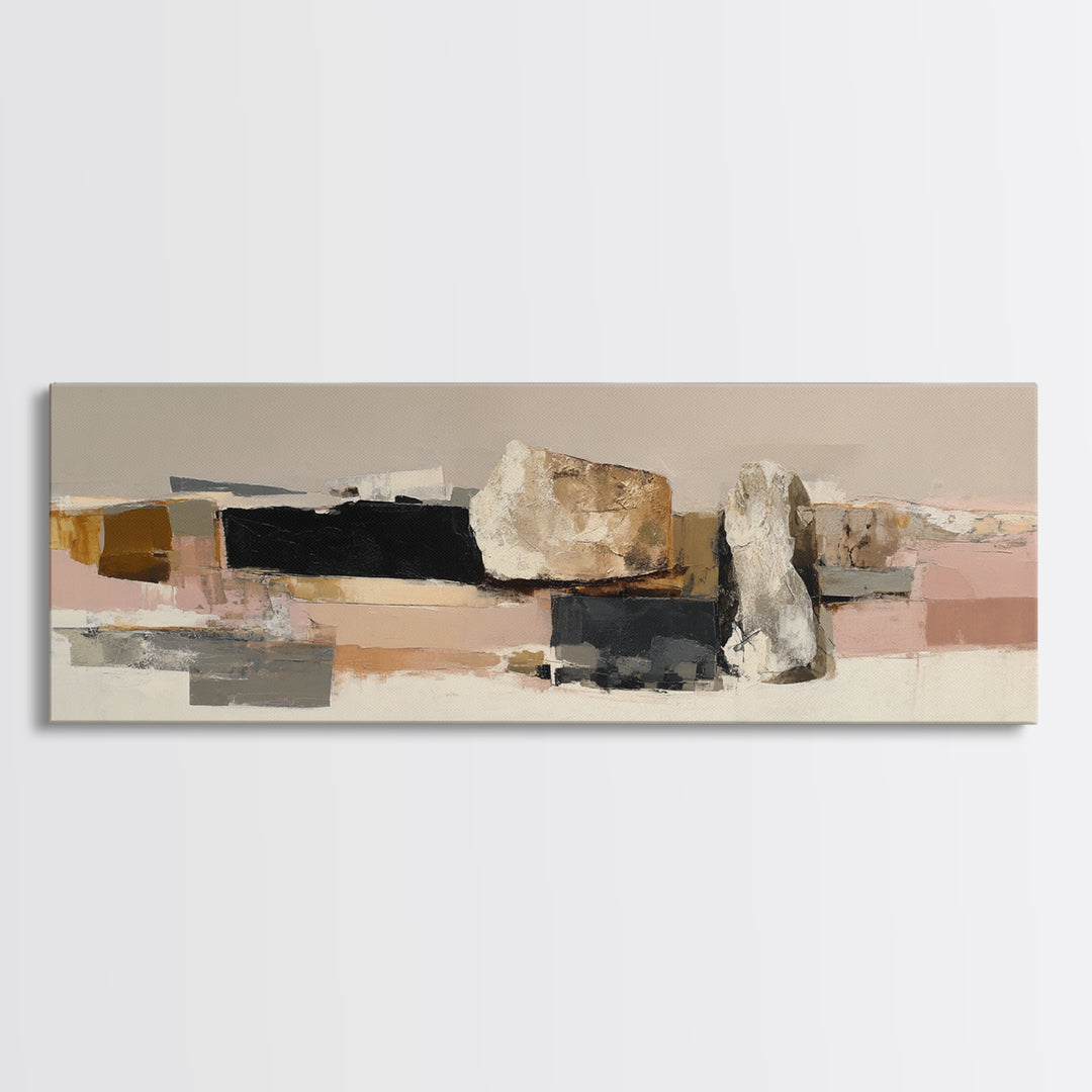 Quiet Stone Stack Framed Canvas Print, Minimalist Art, Art Print, Living Room Decor, Fine Art, Minimal, Abstract Wall Art, MIN-3x1-99