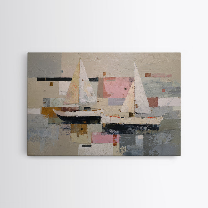 Tiny Sailboat under Open Sky Framed Canvas Print, Minimalist Art, Movie Poster, Living Room Decor, Fine Art, Minimal, MIN-3x2-18