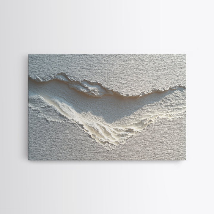 White on White Plaster Texture Study Framed Canvas Print, Minimalist Art, Unique Wall Art, Living Room Decor, Fine Art, Minimal, MIN-3x2-20