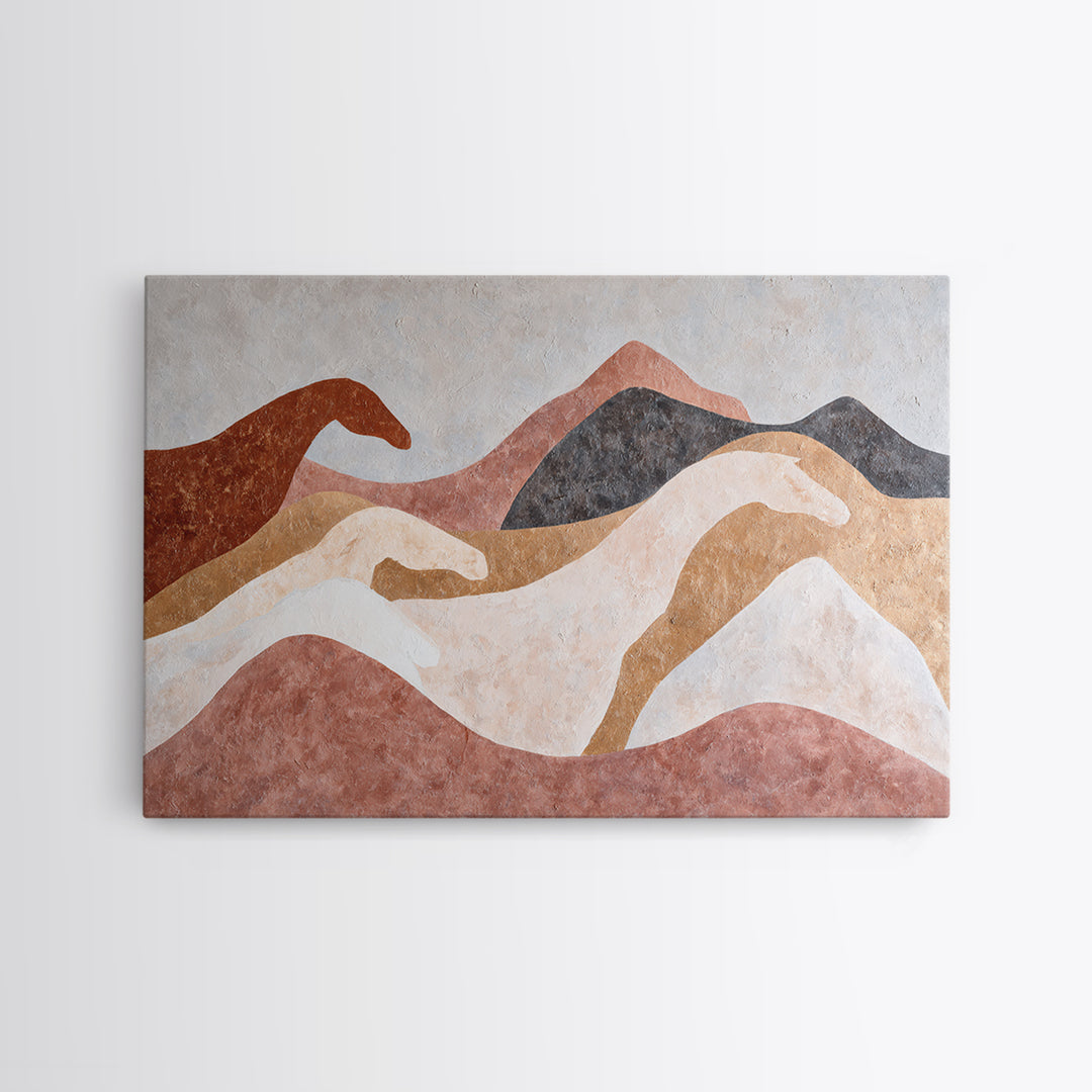 Minimal Horse Contour Canvas Print, Minimalist Art, Boho, Living Room Decor, Oil Painting, Minimal, Abstract Painting, MIN-3x2-22