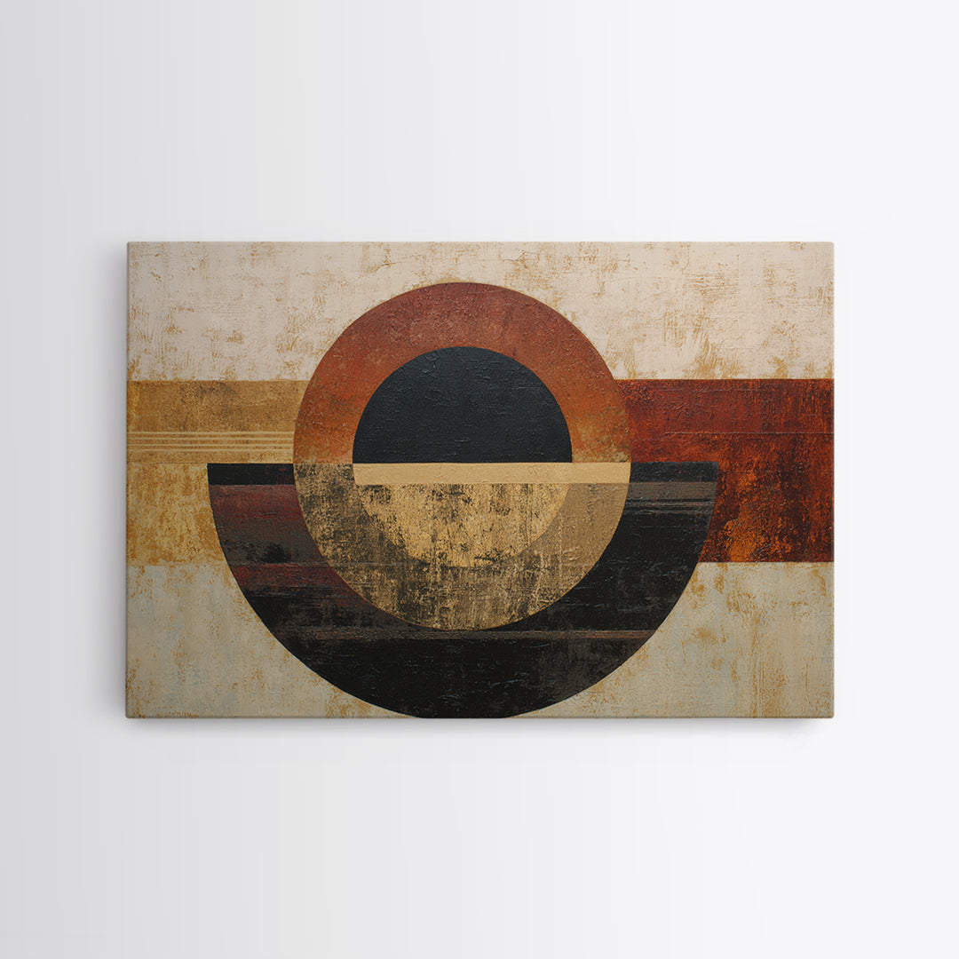 Single Black Circle on Warm Ivory Ground Canvas Print, Minimalist Art, Modern Decor, Living Room Decor, Fine Art, Minimal, MIN-3x2-29