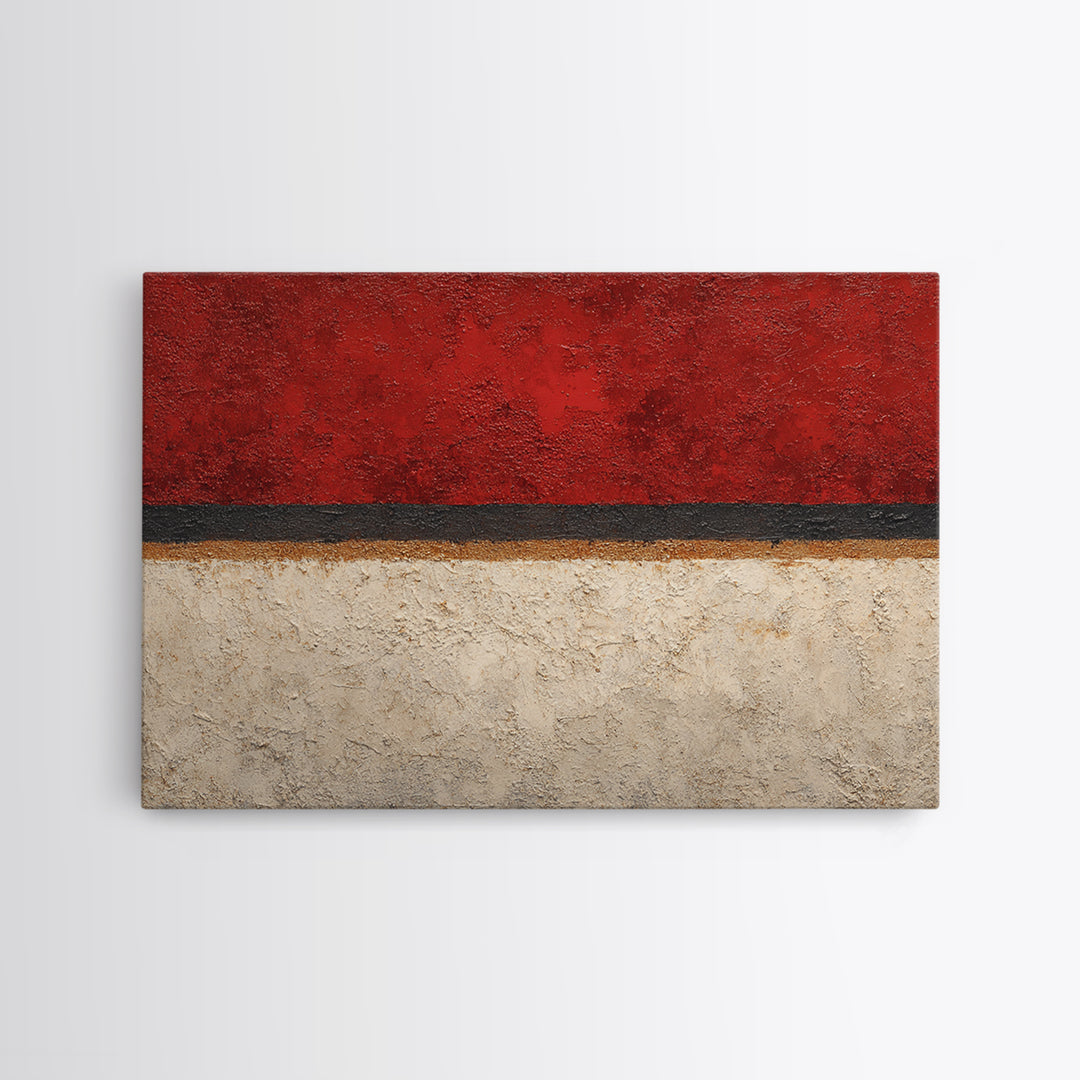 One Red Square Balanced Canvas Print, Minimalist Art, Digital Print, Living Room Decor, Fine Art, Minimal, Gallery Decor, MIN-3x2-38