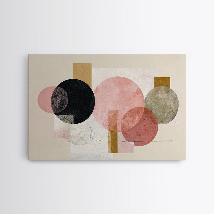 Single Black Circle on Warm Ivory Ground Canvas Print, Minimalist Art, Modern Decor, Living Room Decor, Fine Art, Minimal, MIN-3x2-53