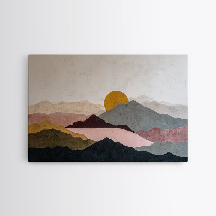 Thin Line Mountain Framed Canvas Print, Minimalist Art, Abstract Art, Living Room Decor, Fine Art, Minimal, Modern Art, MIN-3x2-6