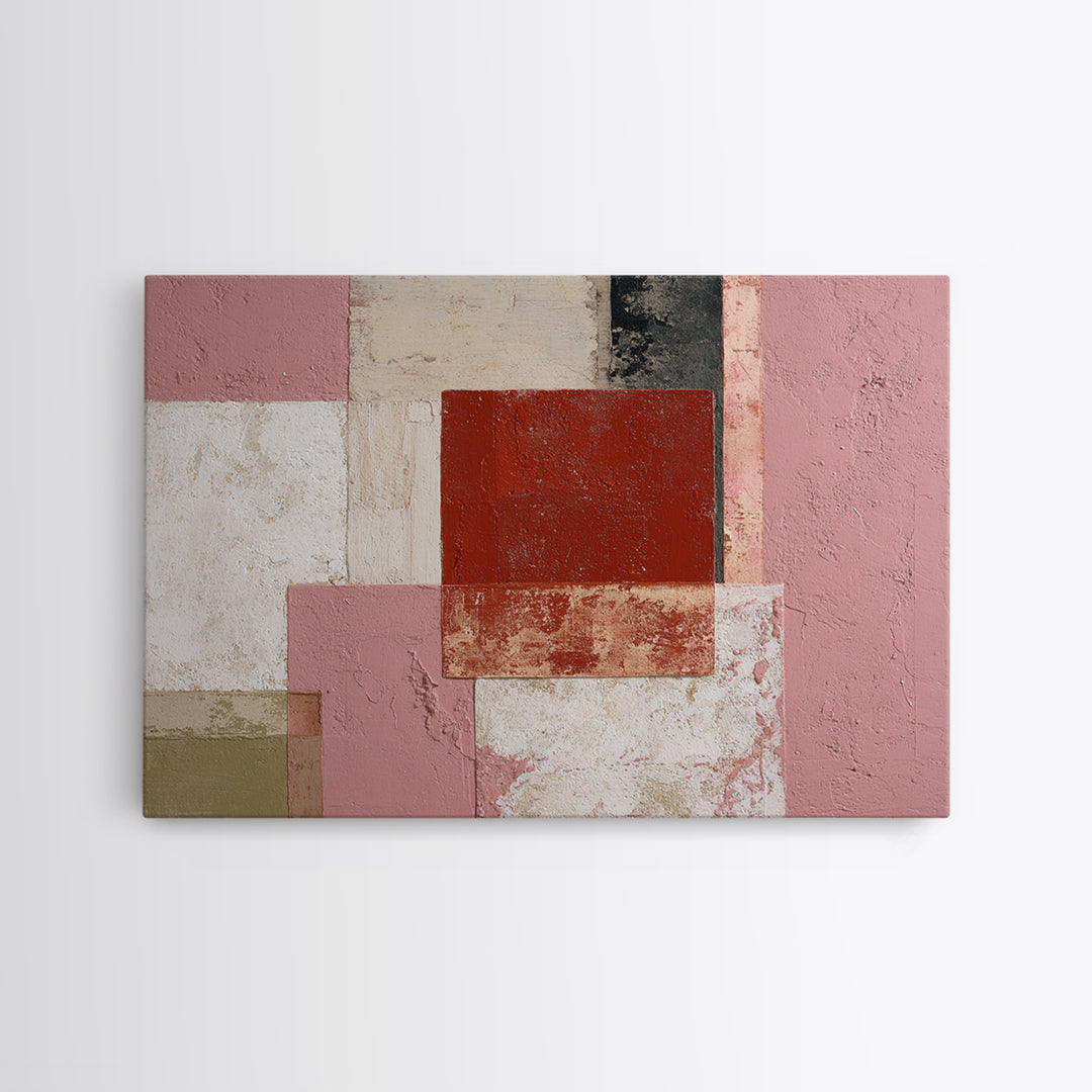 One Red Square Balanced Canvas Print, Minimalist Art, Digital Print, Living Room Decor, Fine Art, Minimal, Gallery Decor, MIN-3x2-62