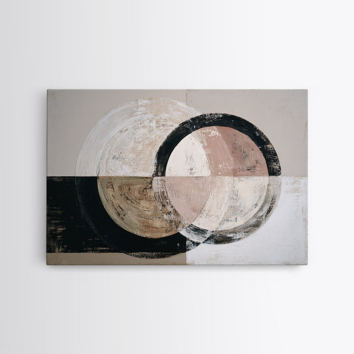 Single Brushstroke Circle Framed Canvas Print, Minimalist Art, Abstract Wall Art, Living Room Decor, Oil Painting, Minimal, MIN-3x2-74
