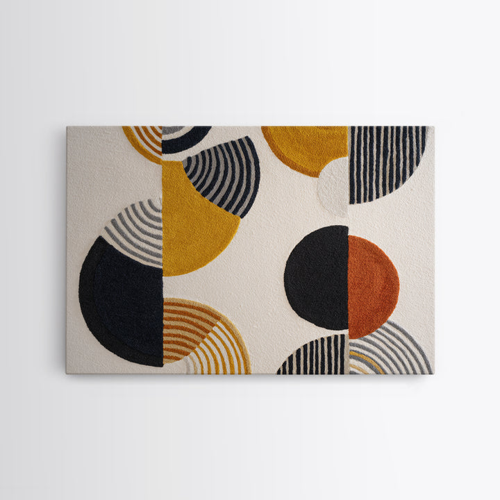 Single Black Circle on Warm Ivory Ground Framed Canvas Print, Minimalist Art, Room Decor, Living Room Decor, Fine Art, Minimal, MIN-3x2-77