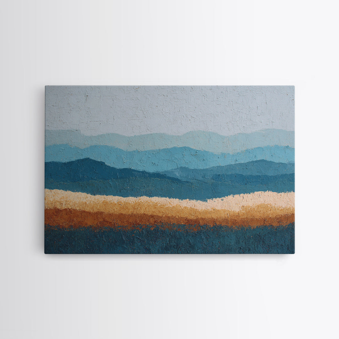 Simple Blue Horizon Framed Canvas Print, Minimalist Art, Modern Art, Living Room Decor, Fine Art, Minimal, Minimalist Decor, MIN-3x2-82