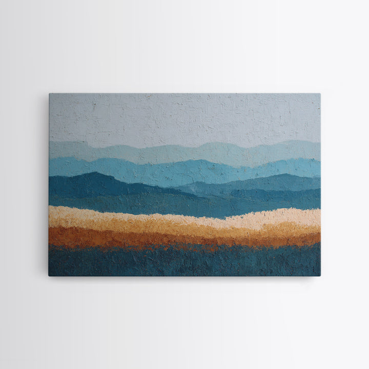 Simple Blue Horizon Framed Canvas Print, Minimalist Art, Modern Art, Living Room Decor, Fine Art, Minimal, Minimalist Decor, MIN-3x2-82