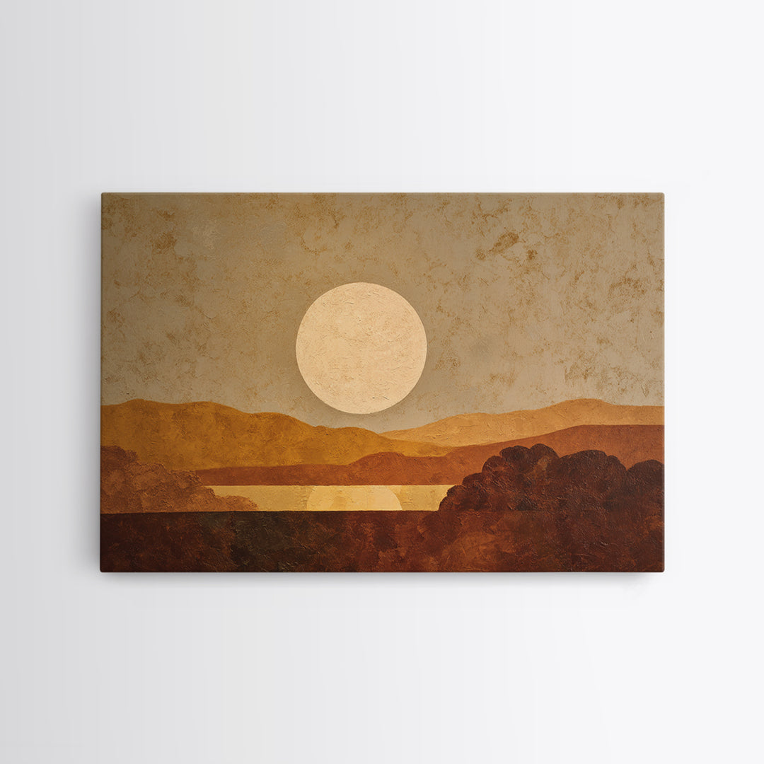 Simple Geometric Sun Framed Canvas Print, Minimalist Art, Boho, Living Room Decor, Abstract Art, Minimal, Abstract Painting, MIN-3x2-91