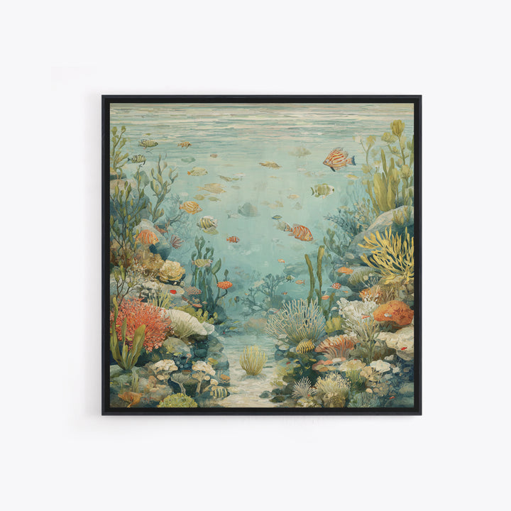 Coral Reef Panorama Canvas Print, Marine Life Art, Handmade Art, Living Room Decor, Fine Art, Marine, Textured Painting, MLA-1x1-81