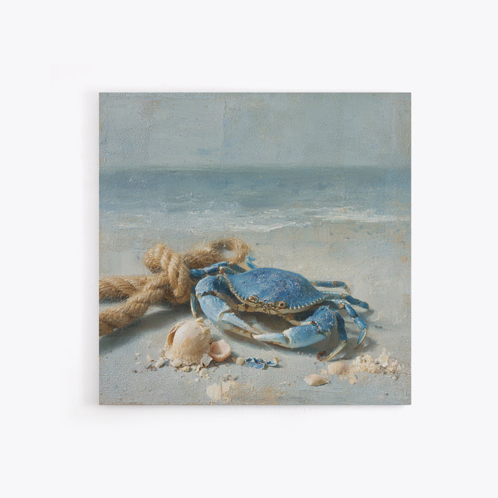 Blue Crab with Painterly Shell Texture Canvas Print, Marine Life Art, Modern, Living Room Decor, Oil Painting, Marine, MLA-1x1-82