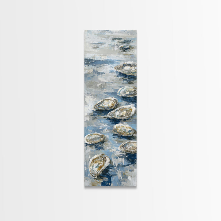 Oyster Shells with Pearly Highlights Canvas Print, Marine Life Art, Surf Poster, Living Room Decor, Fine Art, Marine, MLA-1x3-10