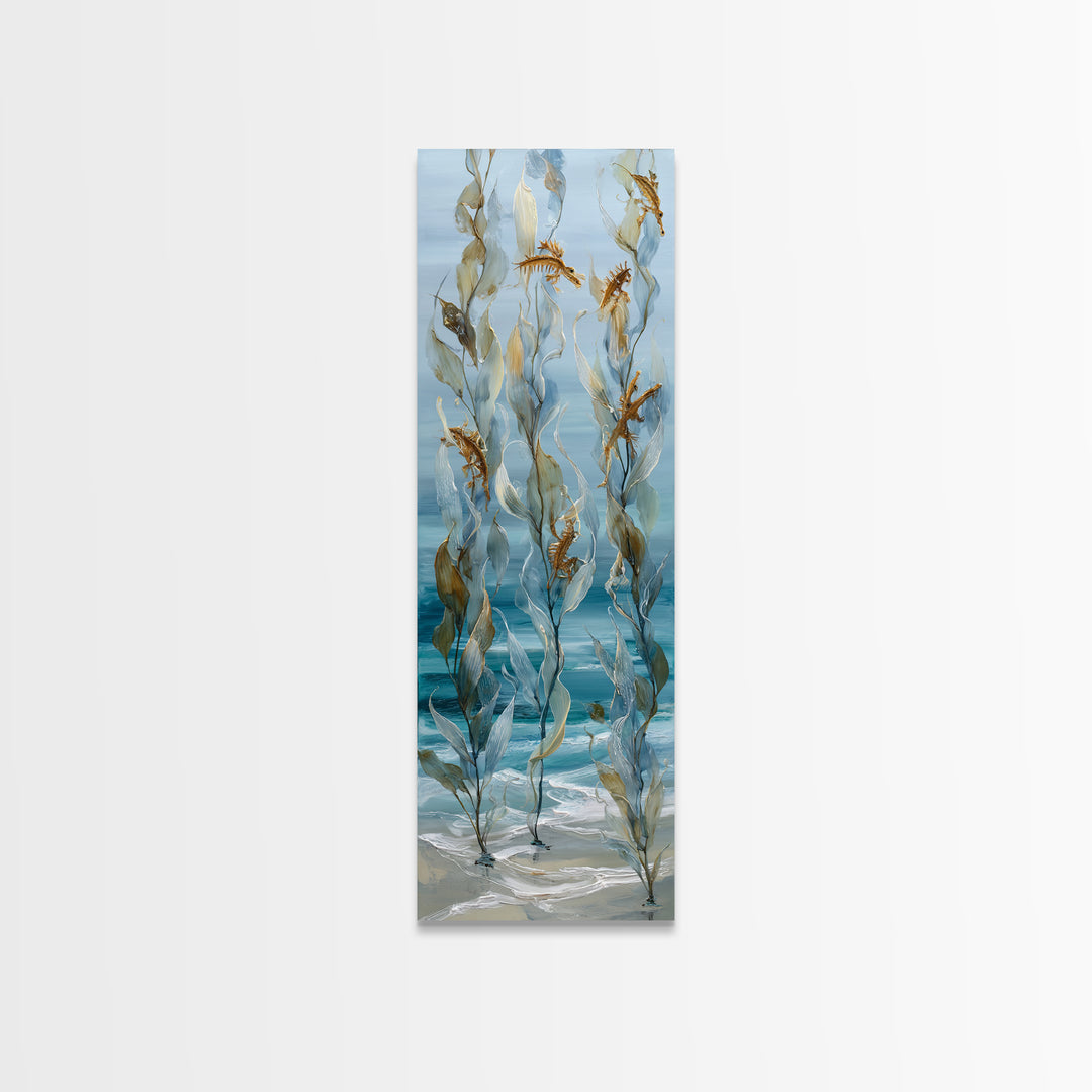 Sea Dragon Drifting Among Kelp Framed Canvas Print, Marine Life Art, Ocean Prints, Living Room Decor, Fine Art, Marine, MLA-1x3-53