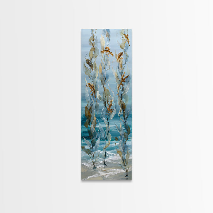 Sea Dragon Drifting Among Kelp Framed Canvas Print, Marine Life Art, Ocean Prints, Living Room Decor, Fine Art, Marine, MLA-1x3-53