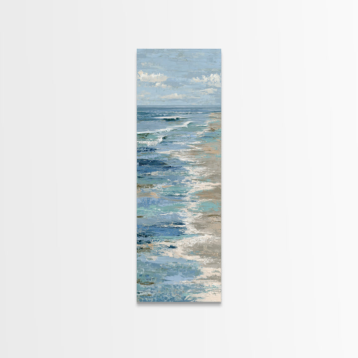 Blue Crab with Painterly Shell Texture Canvas Print, Marine Life Art, Modern, Living Room Decor, Marine, Statement Artwork, MLA-1x3-94