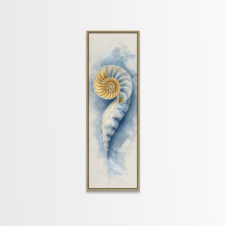 Nautilus Shell Study Canvas Print, Marine Life Art, Coastal Decor, Living Room Decor, Fine Art, Marine, Fish Art, Ocean Decor, MLA-1x3-95