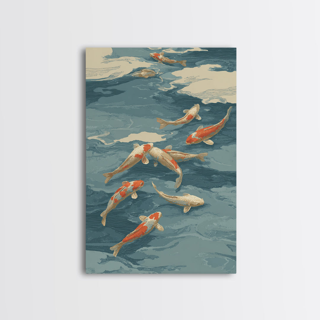 Koi Like Marine Fish Framed Canvas Print, Marine Life Art, Coastal Art, Living Room Decor, Fine Art, Marine, Ocean Prints, MLA-2x3-24