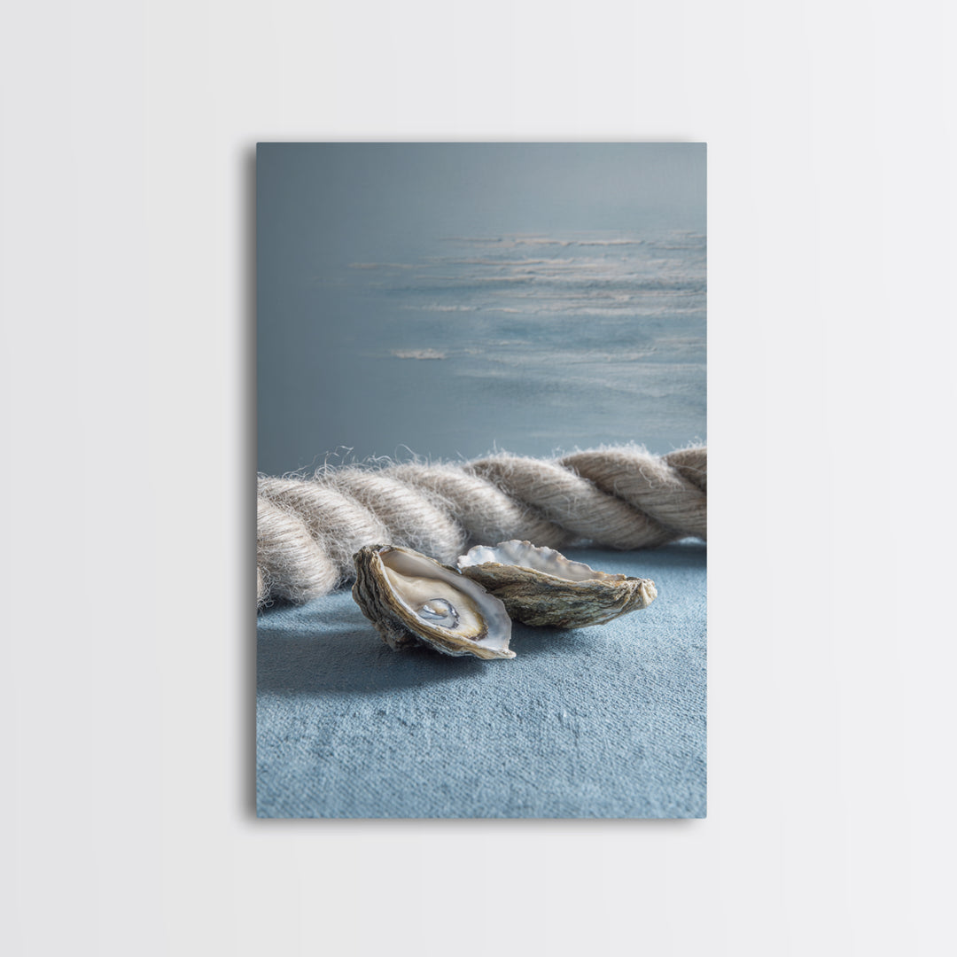 Oyster Shells with Pearly Highlights Canvas Print, Marine Life Art, Wall Decor, Living Room Decor, Fine Art, Marine, MLA-2x3-54