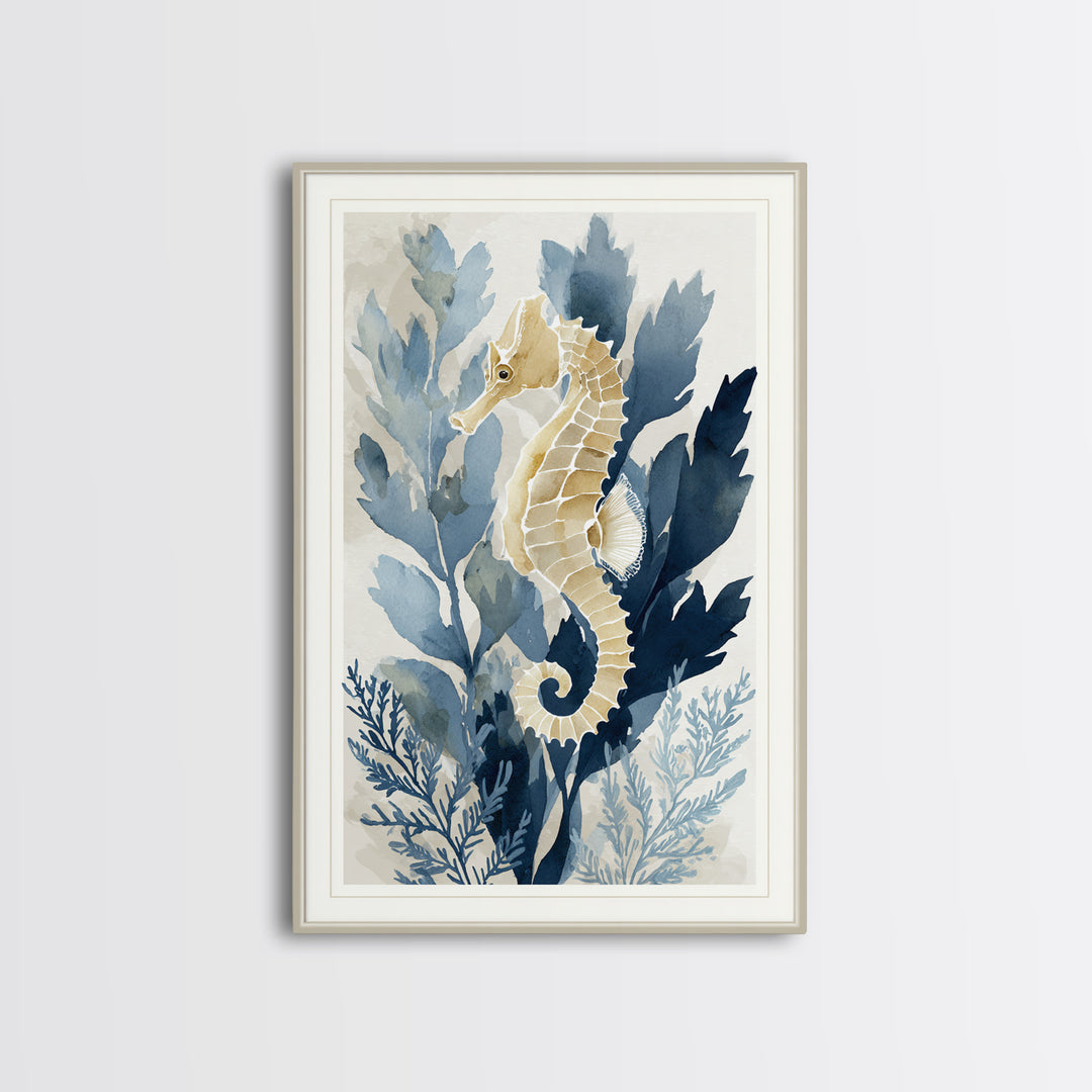 Sea Dragon Drifting Among Kelp Framed Canvas Print, Marine Life Art, Textured Painting, Living Room Decor, Fine Art, Marine, MLA-2x3-73