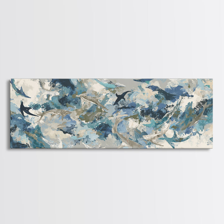 Sea Dragon Drifting Among Kelp Framed Canvas Print, Marine Life Art, Beach Prints, Living Room Decor, Fine Art, Marine, MLA-3x1-57