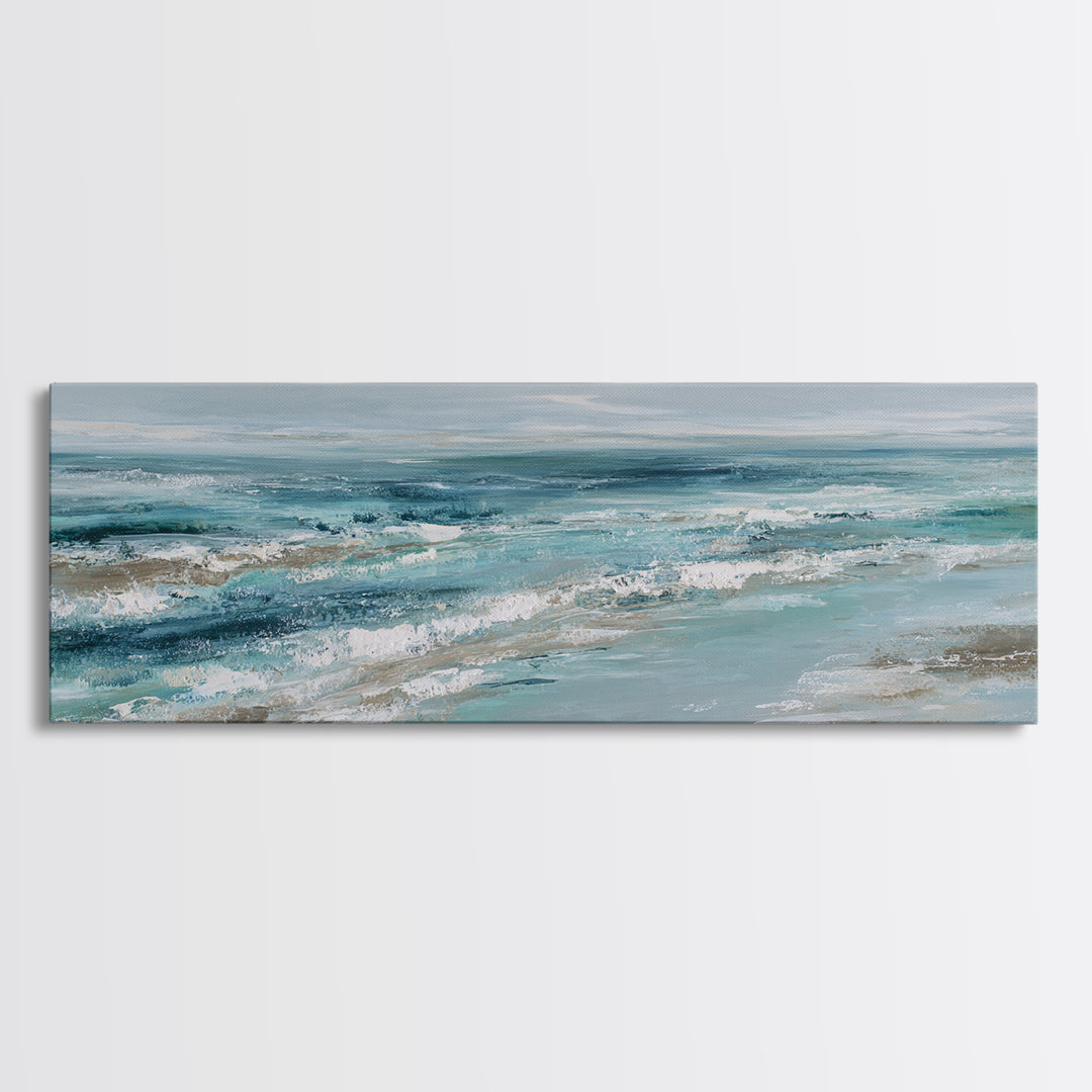 Orca Beneath Northern Lights Framed Canvas Print, Marine Life Art, Textured Painting, Living Room Decor, Fine Art, Marine, MLA-3x1-72