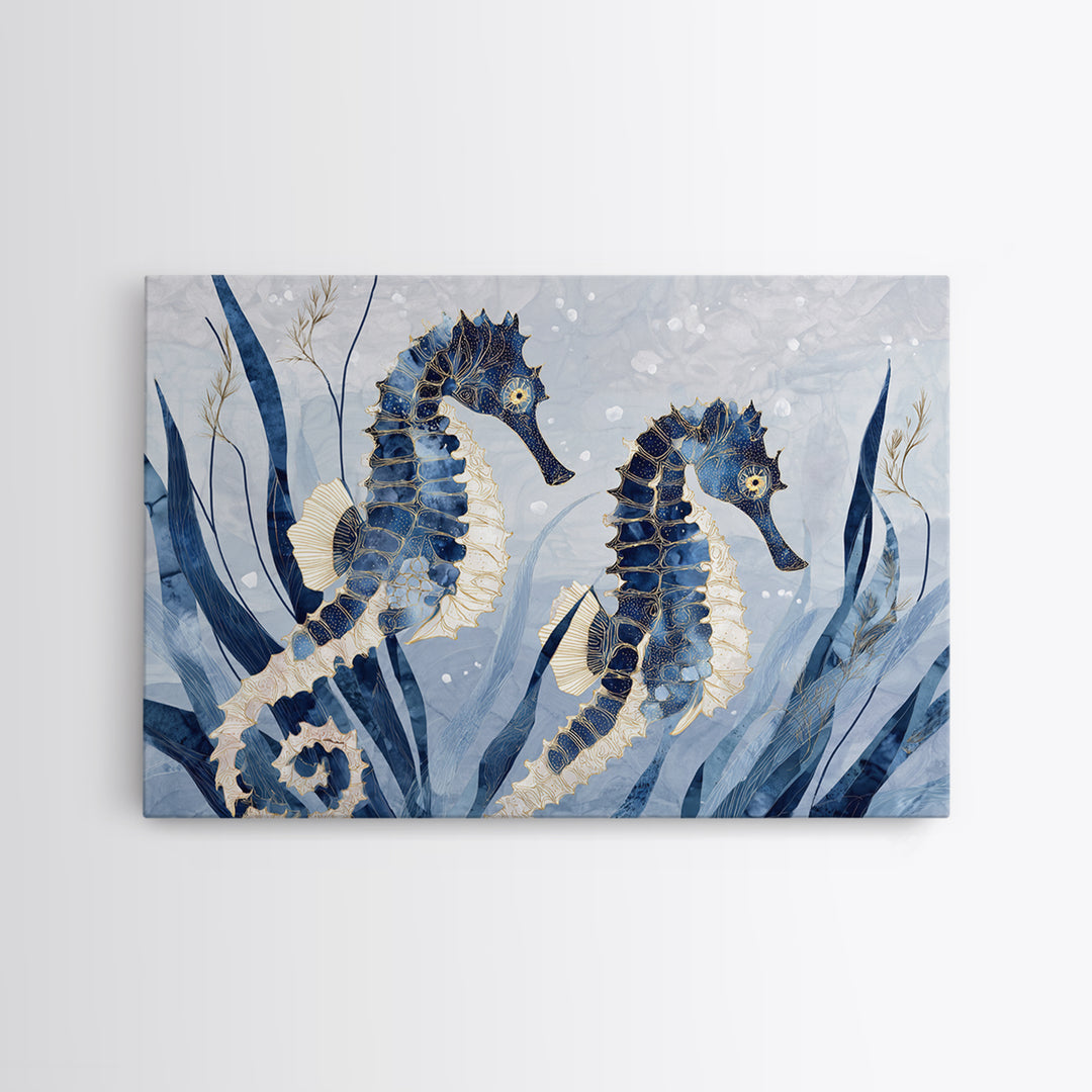 Seahorse Pair Among Sea Grass Canvas Print, Marine Life Art, Coastal Decor, Living Room Decor, Fine Art, Marine, Fish Art, MLA-3x2-33
