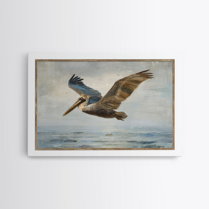 Pelican Diving Toward Fish Near Surface Canvas Print, Marine Life Art, Nautical Decor, Living Room Decor, Fine Art, Marine, MLA-3x2-51