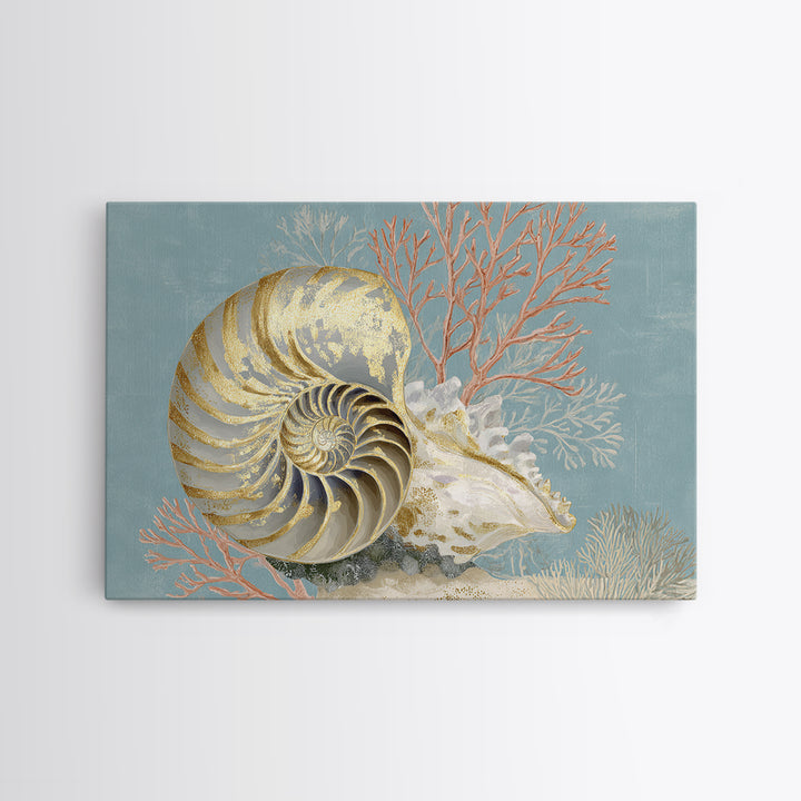 Nautilus Shell Study Framed Canvas Print, Marine Life Art, Ocean Art, Living Room Decor, Fine Art, Marine, Pastel Wall Art, MLA-3x2-87