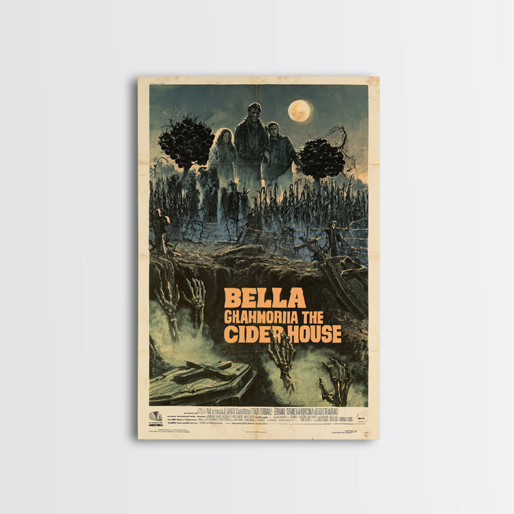 Three Graves Under The Cider House, Italian Horror Film Poster, Retro Gothic Cinema Art, Vintage Halloween Wall Art, Framed Canvas Print