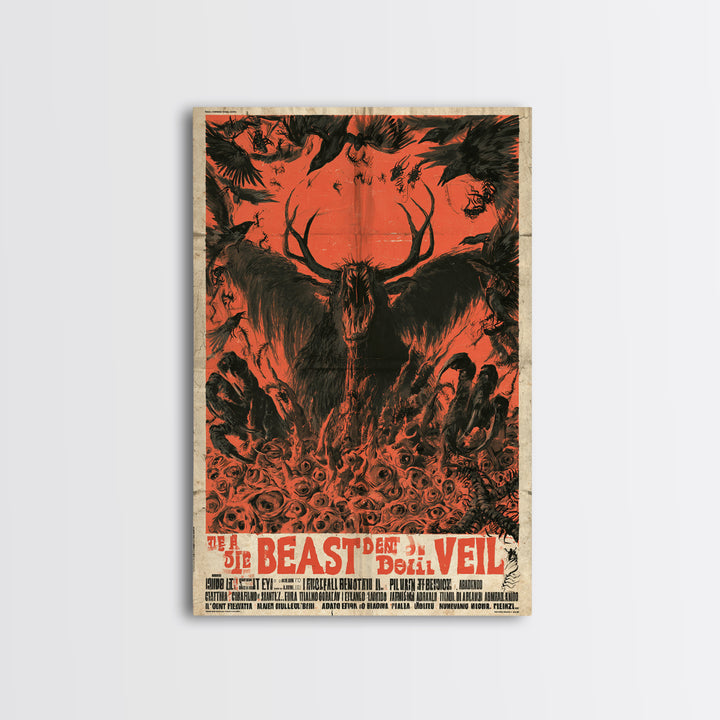 The Beast Beneath The Wedding Veil, Italian Horror Film Poster, Retro Gothic Cinema Art, Vintage Halloween Wall Art, Framed Canvas Print