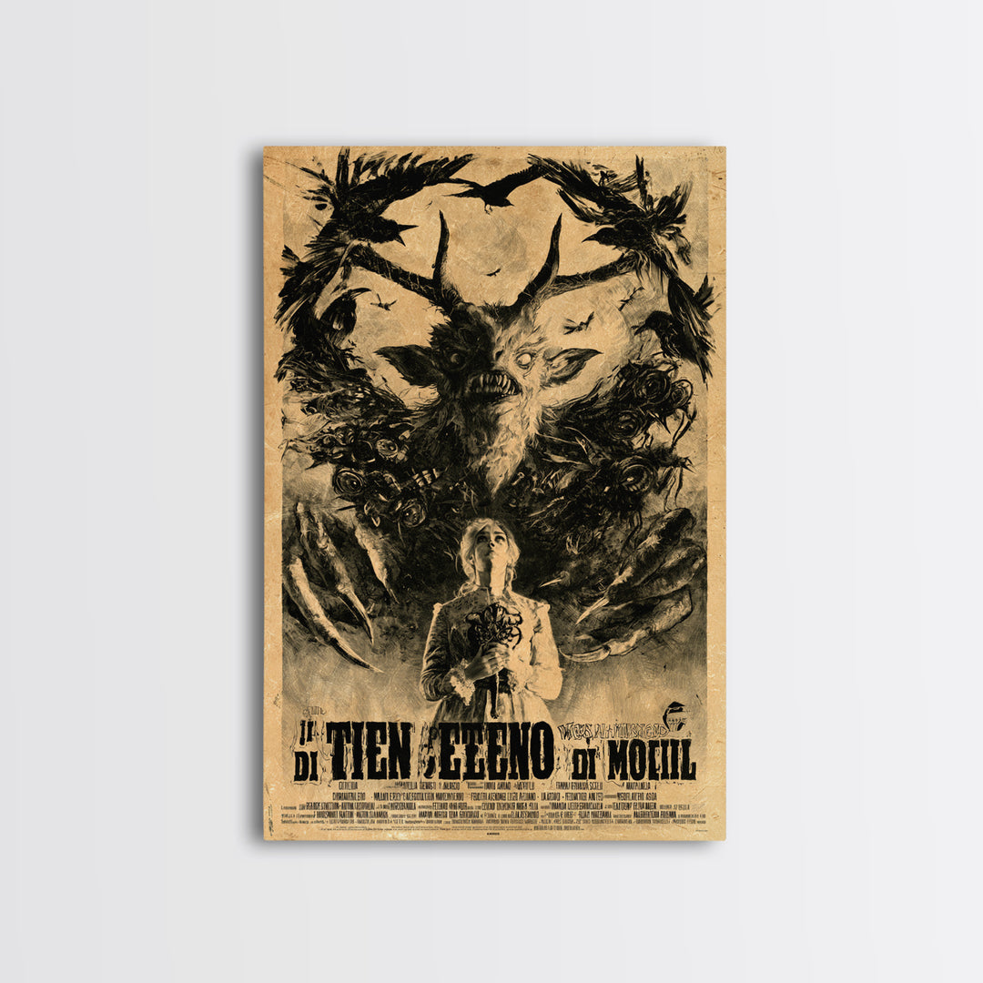 The Devil Wears Our Mother's Voice, Italian Horror Film Poster, Retro Gothic Cinema Art, Vintage Halloween Wall Art, Framed Canvas Print