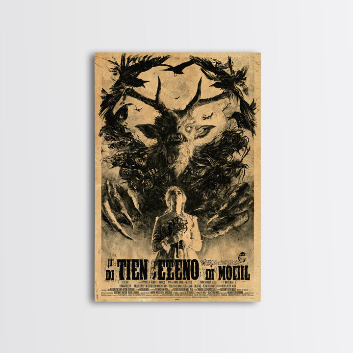 The Devil Wears Our Mother's Voice, Italian Horror Film Poster, Retro Gothic Cinema Art, Vintage Halloween Wall Art, Framed Canvas Print