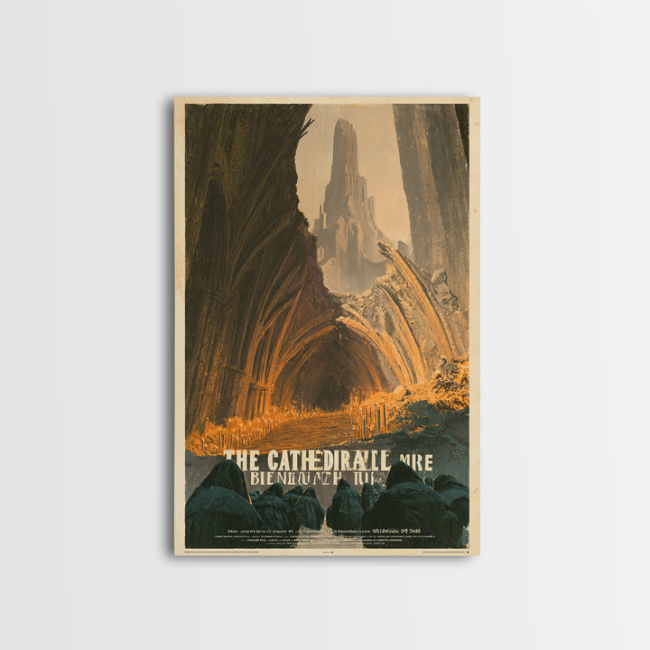 The Cathedral Beneath The Mire, French Horror Film Poster, Retro Gothic Cinema Art, Vintage Halloween Wall Art, Framed Canvas Print