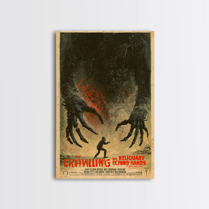 The Reliquary Of Crawling Hands, French Horror Film Poster, Retro Gothic Cinema Art, Vintage Halloween Wall Art, Framed Canvas Print