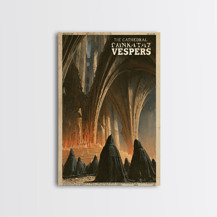 The Cathedral That Sank At Vespers, French Horror Film Poster, Retro Gothic Cinema Art, Vintage Halloween Wall Art, Framed Canvas Print