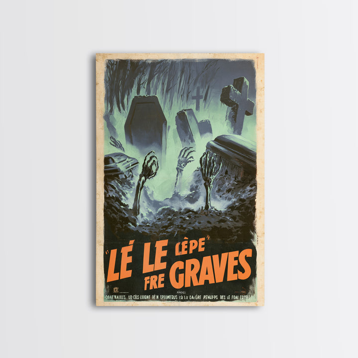 The Rain Fell Upward From The Graves, French Horror Film Poster, Retro Gothic Cinema Art, Vintage Halloween Wall Art, Framed Canvas Print