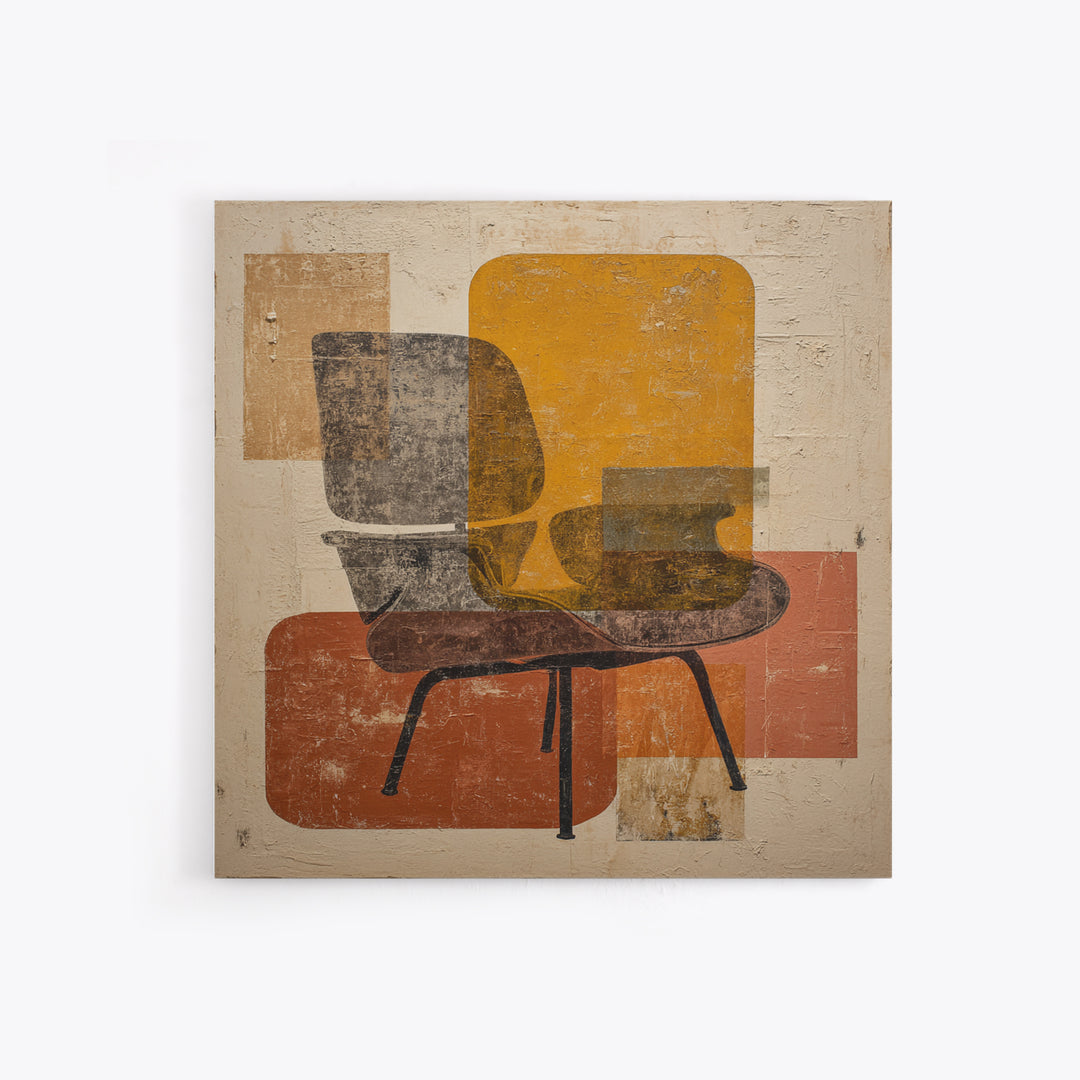 Eames Era Chair Silhouette as Graphic Art Canvas Print, Midcentury Modern Art, Minimalist Wall Art, Living Room Decor, Retro, MMA-1x1-100