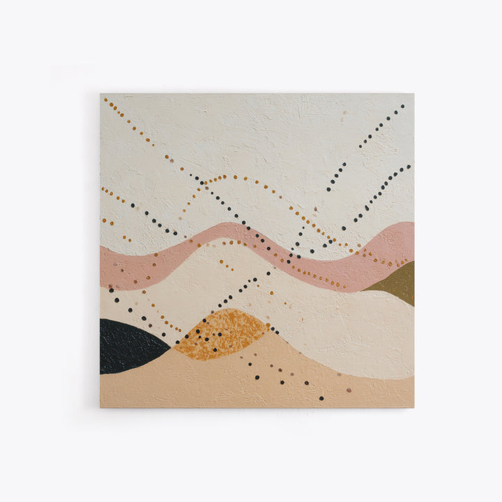 Minimal Mountain Scene Framed Canvas Print, Midcentury Modern Art, Abstract Wall Art, Living Room Decor, Watercolor Art, Retro, MMA-1x1-39