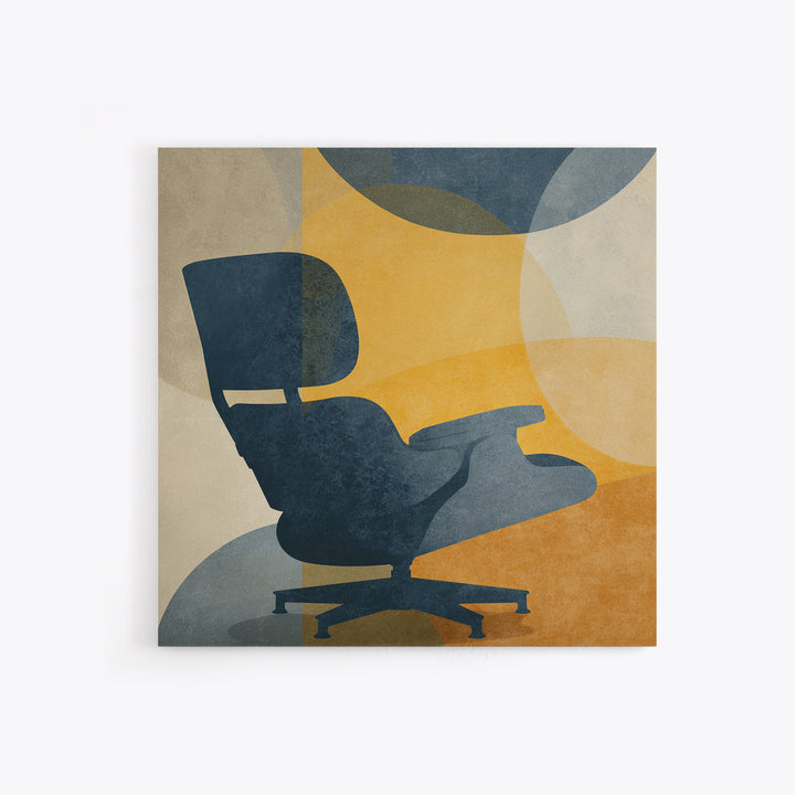 Eames Era Chair Silhouette as Graphic Art Canvas Print, Midcentury Modern Art, Living Room Decor, Watercolor Art, Retro, MMA-1x1-4