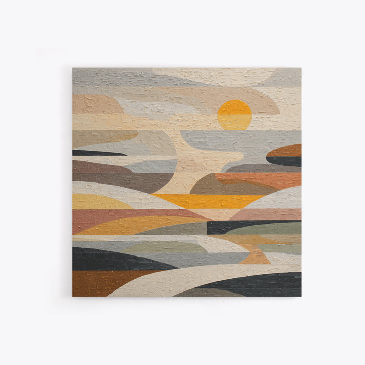 Large Sun and Hill Shapes Canvas Print, Midcentury Modern Art, Fine Art Print, Living Room Decor, Abstract Art, Retro, MMA-1x1-5