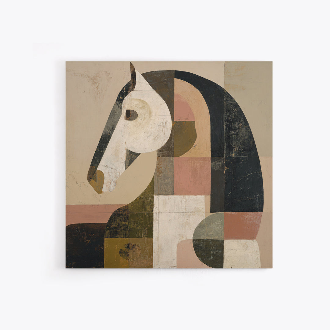 Mid Century Horse Framed Canvas Print, Midcentury Modern Art, Modern Decor, Living Room Decor, Fine Art, Retro, Poster, MMA-1x1-67