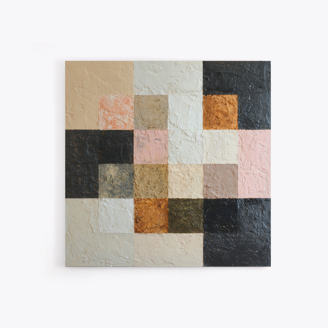 Desert Landscape Reduced to Color Blocks Framed Canvas Print, Midcentury Modern Art, Fine Art Print, Living Room Decor, Retro, MMA-1x1-80