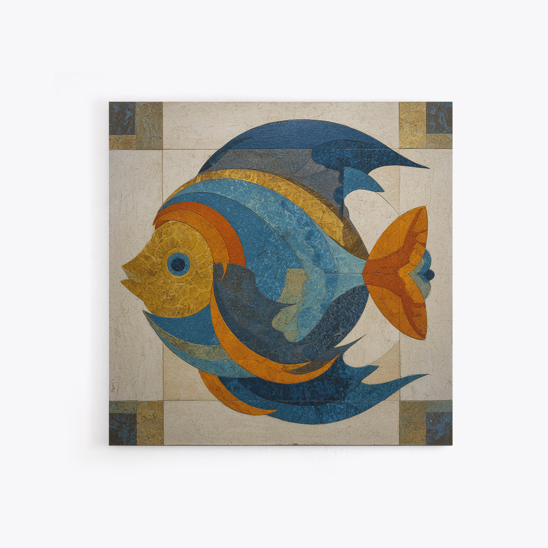 Abstract Fish Shapes Canvas Print, Midcentury Modern Art, Neutral Decor, Living Room Decor, Fine Art, Retro, Home Decor, MMA-1x1-90