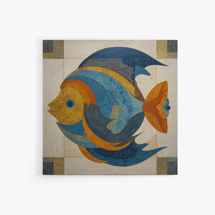 Abstract Fish Shapes Canvas Print, Midcentury Modern Art, Neutral Decor, Living Room Decor, Fine Art, Retro, Home Decor, MMA-1x1-90