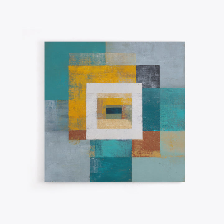 Teal Sofa Era Abstract Pattern Without Furniture Canvas Print, Midcentury Modern Art, Digital Prints, Living Room Decor, Retro, MMA-1x1-96