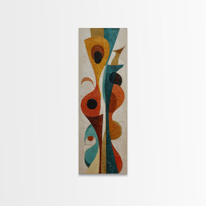 Boomerang Shapes in Mustard Teal and Coral Canvas Print, Midcentury Modern Art, Minimalist Decor, Living Room Decor, Retro, MMA-1x3-13